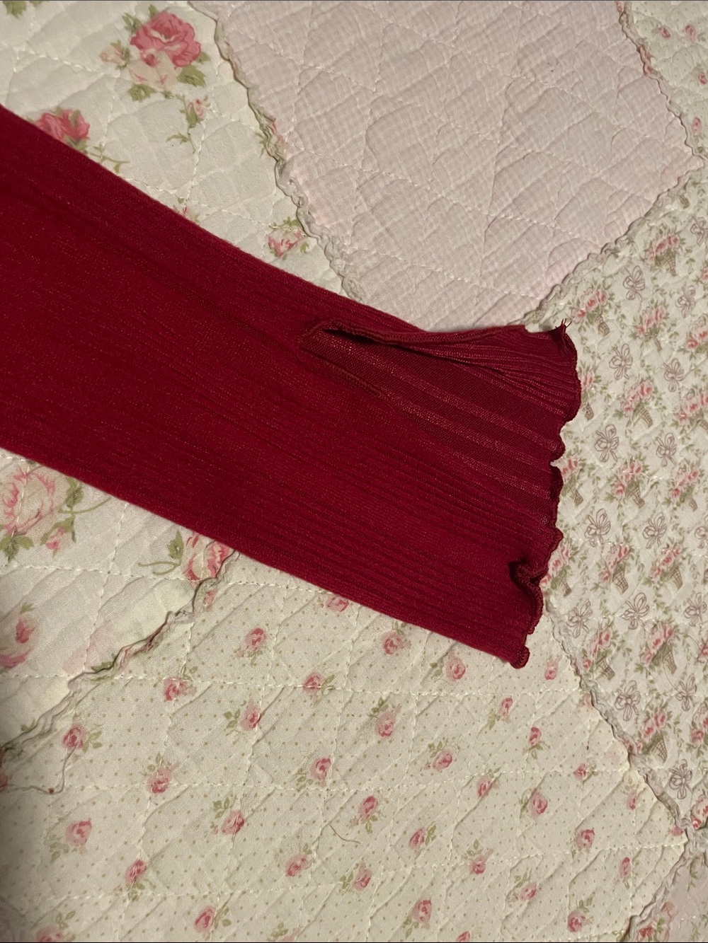 SHEIN Off-the-Shoulder Ribbed Button-Front Sweater - Red - Picture 3 of 3